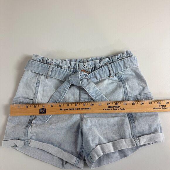 Abercrombie Kids High-Rise Paperbag Waist Shorts Light Blue Denim Size 13/14 - Picture 7 of 11